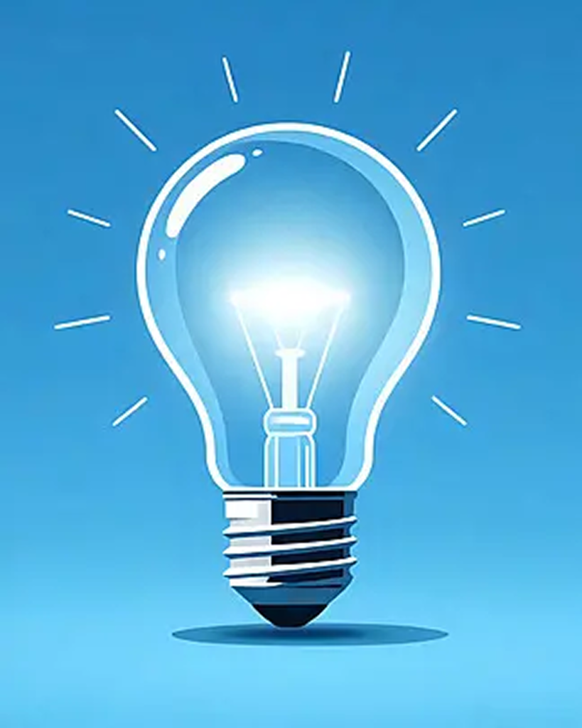 pngtree bright idea glowing light bulb on blue background image 21104904 2